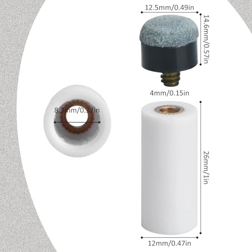 AccEncyc 12 Set Billiard Cues Tips Replacement Pool Cue Tips with White Pool