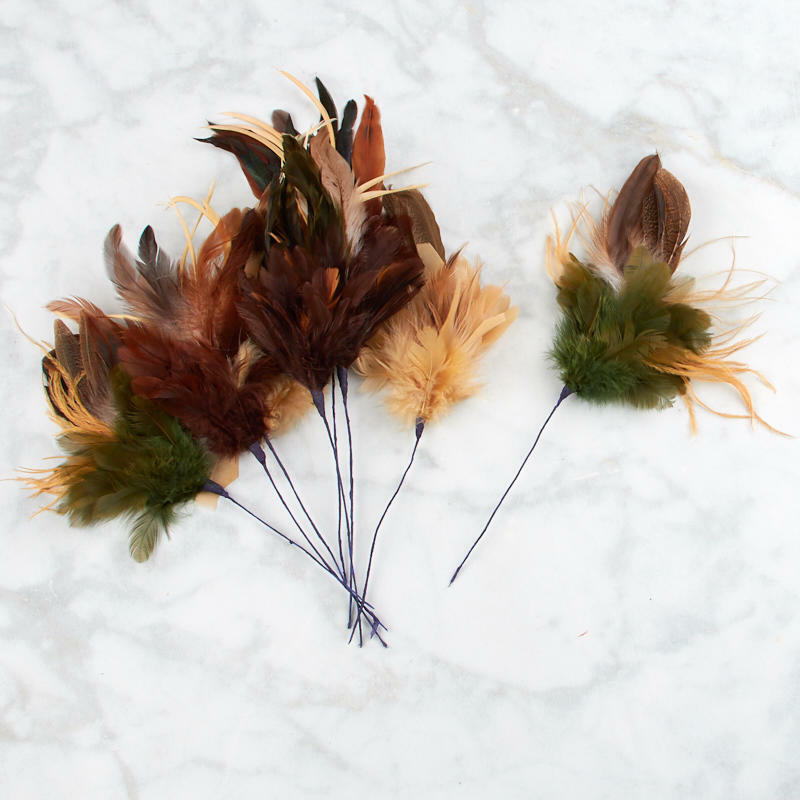 Multicolor Eartone Feather Accenting Stems | 8 Stems
