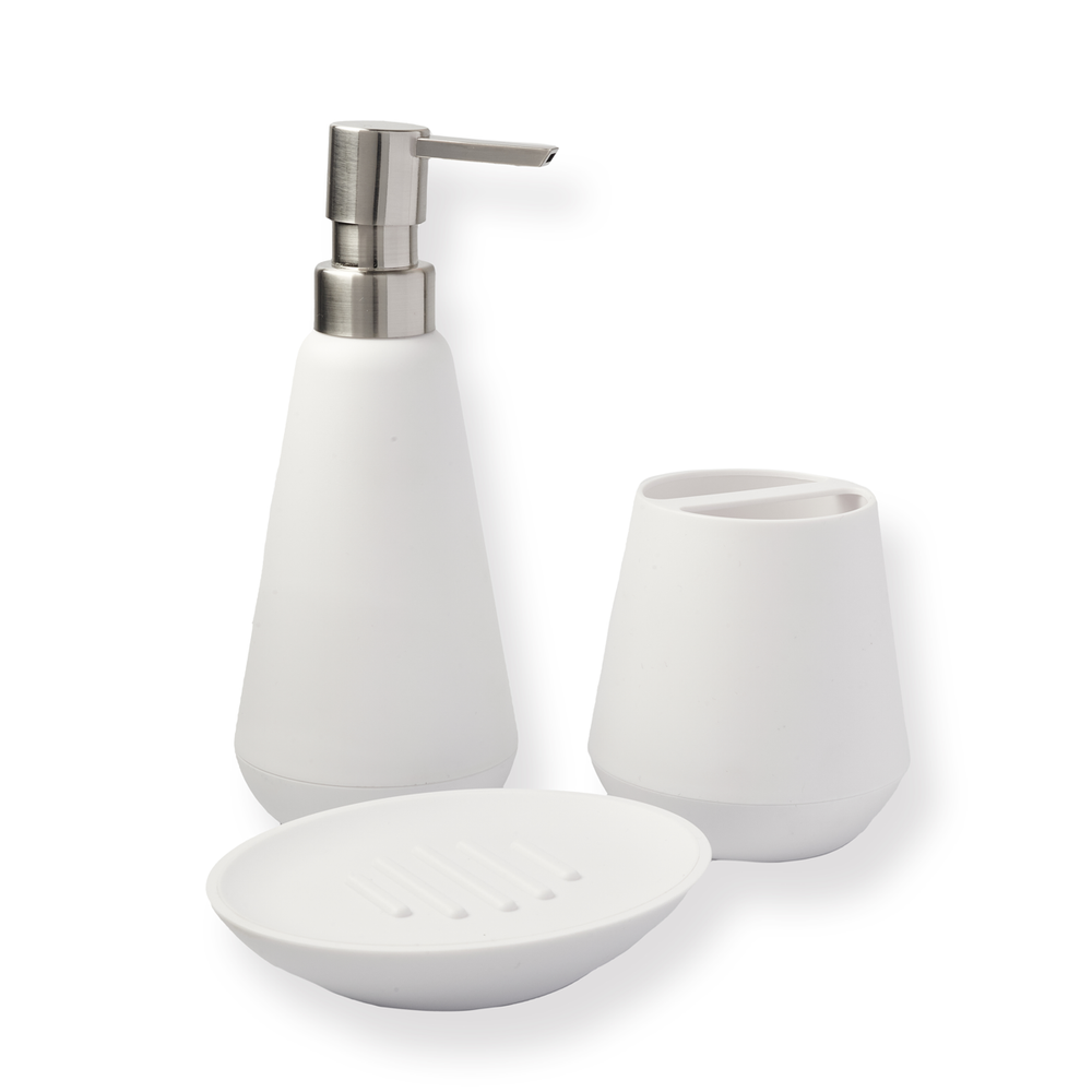 Sttelli 5Piece Essential Bathroom Bundle - White, Navy and Gray