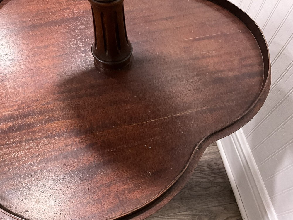 Solid Walnut 2 Tier End Table / Dumbwaiter Table Pre-owned