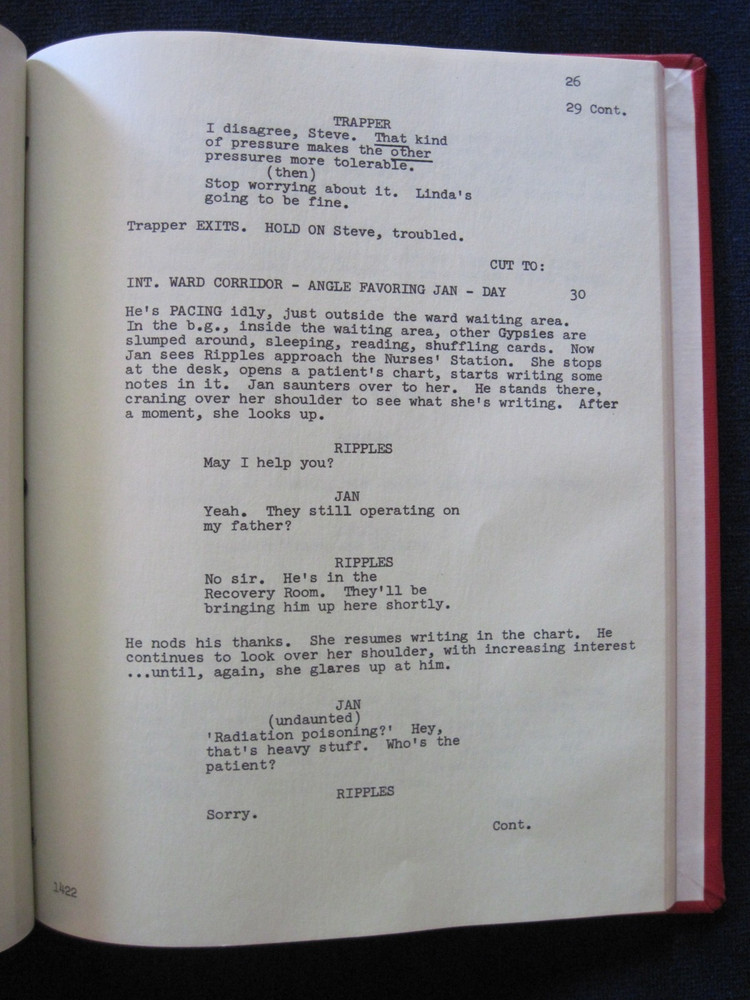 ORIGINAL TV SCRIPT 'DEADLY EXPOSURE' TRAPPER JOHN, MD - 'RIPPLES' COPY