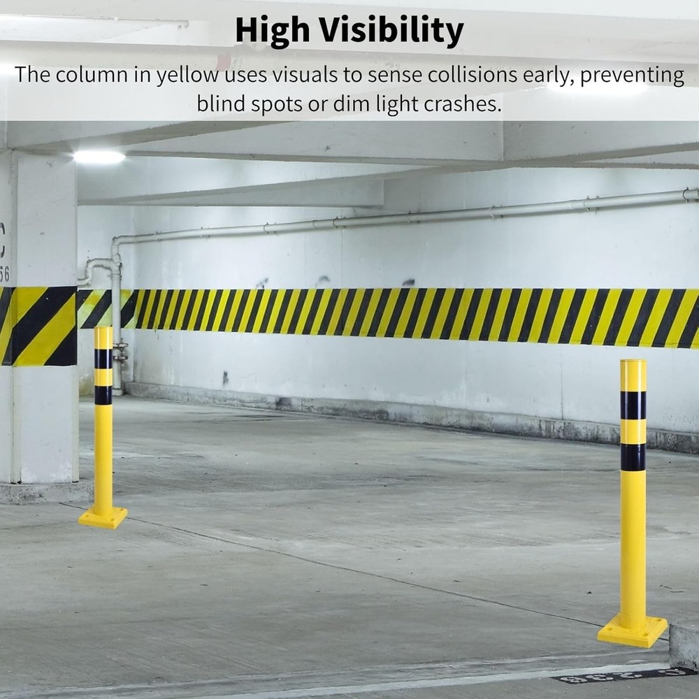 42"H 4Pack 4" Diameter SpringBack Safety Bollard Post for Parking Garage Use