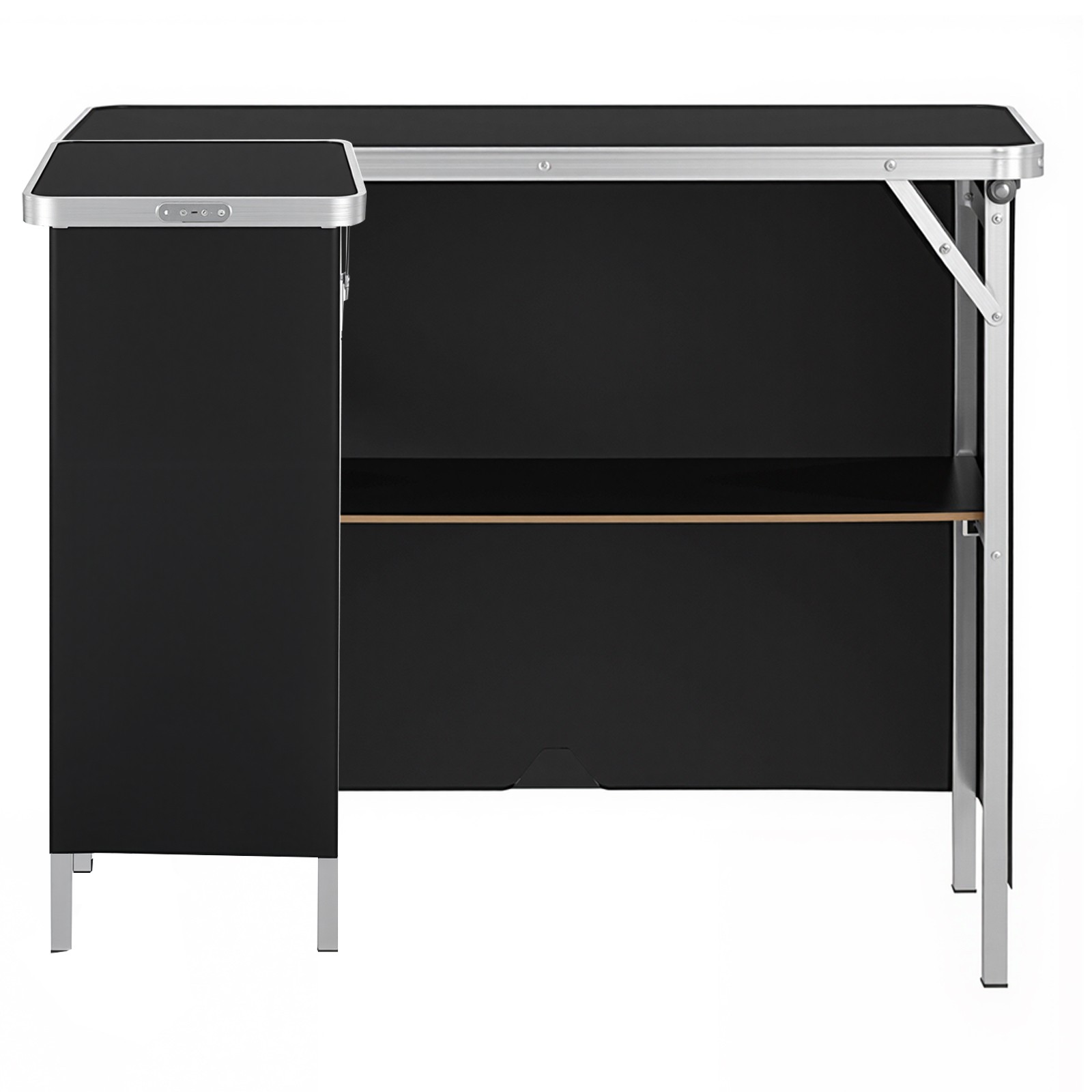 Portable Folding Bar 38.5" with Storage Shelves, Removable Skirt & Carry Case