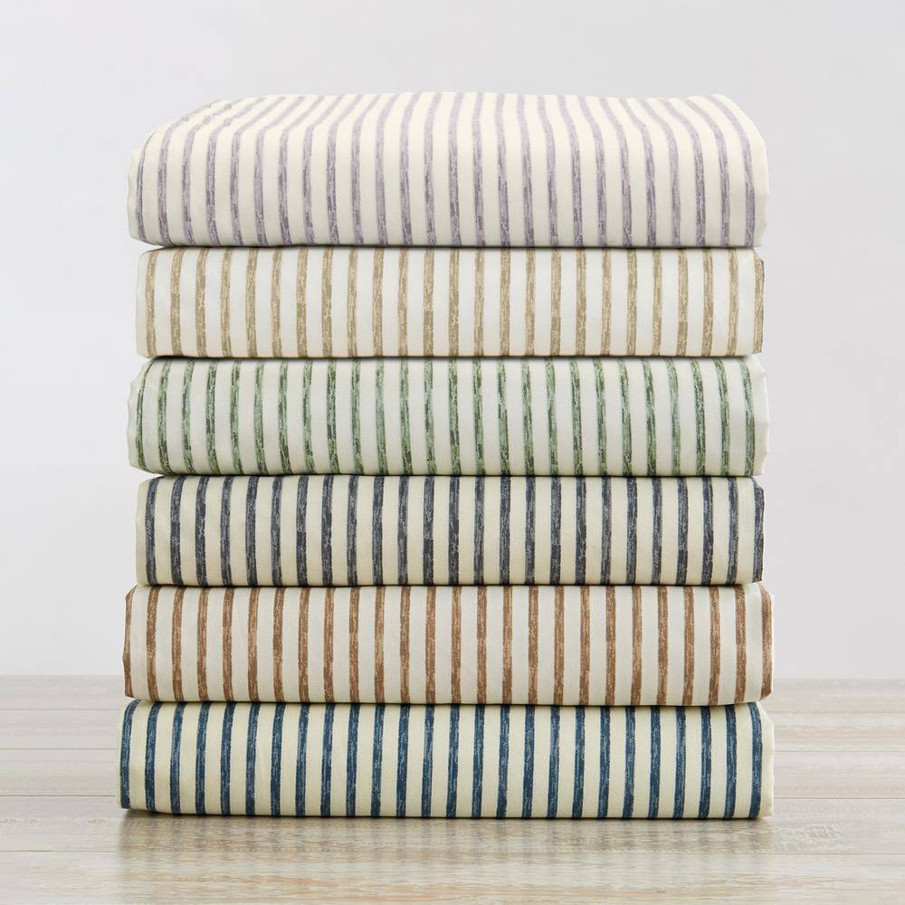 4-Piece Premium Soft Striped Light Grey Microfiber Twin Sheet Set