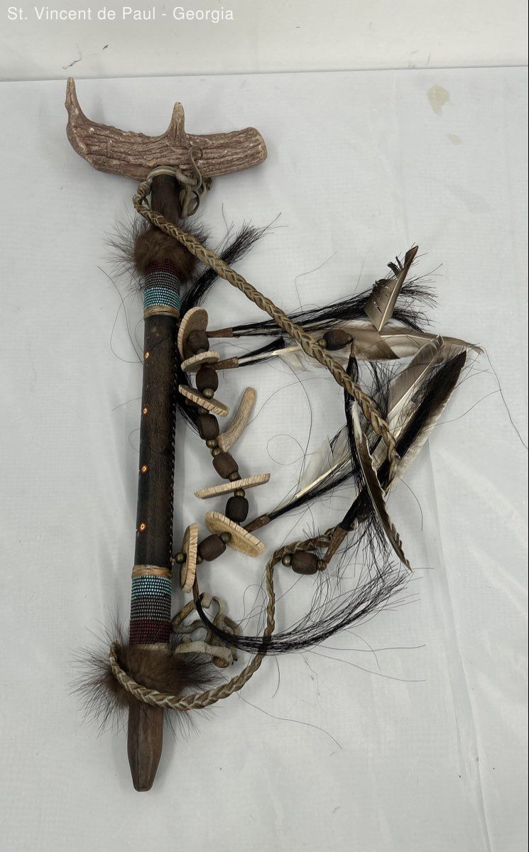 Ceremonial Peace Pipe Native American 18" Handmade By South Paw Authentic Animal