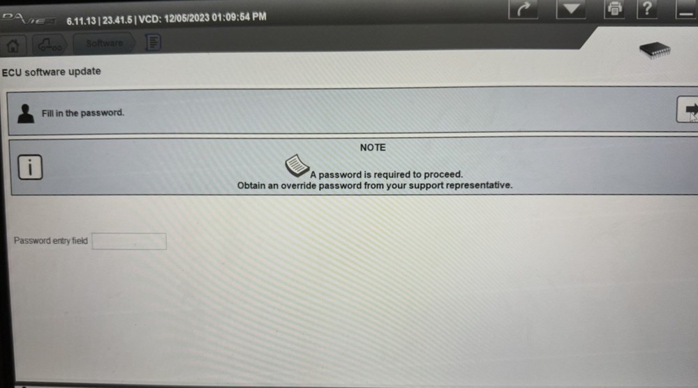 DAVIE 4/PACCAR OVERRIDE PASSWORD/REPROGRAMMING PASSWORD