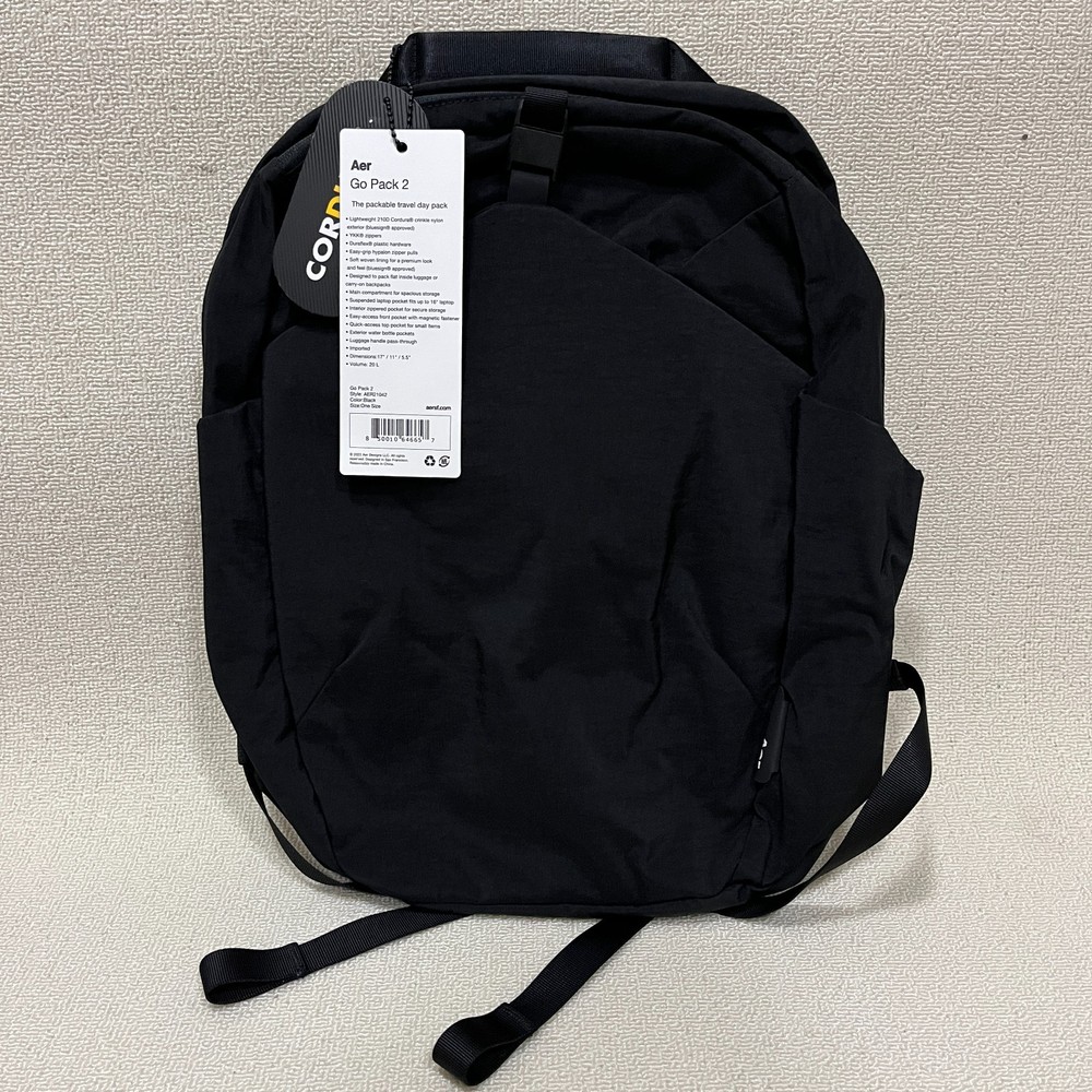 Aer Go Pack 2 (20L) Black Packable Travel Backpack Lightweight 16" Laptop BNWT