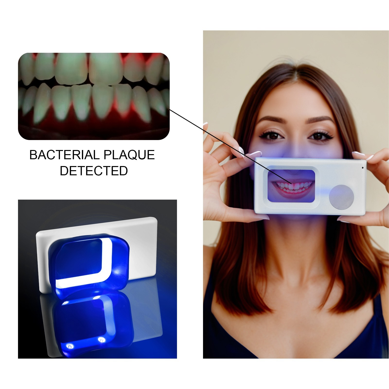 Electric Dental Plaque Indicator Detector Display Device Oral Hygiene Care White