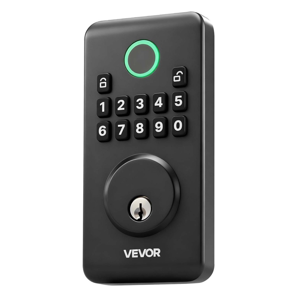 Matte Black Keyless Deadbolt: 100 Codes, Auto Lock, Backlit Keypad, IP55