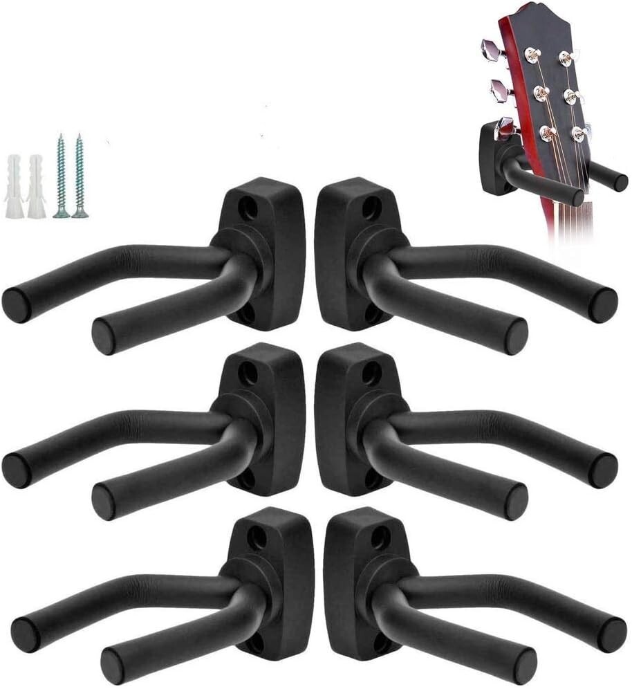 Durable 6 Hook Wall Mount Guitar Holder - Perfect for All String Instruments