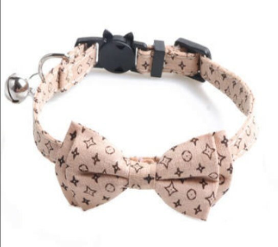 Check Plaid Cat Collar Breakaway - Bow tie Leopard Removable Kitten Silver Bell