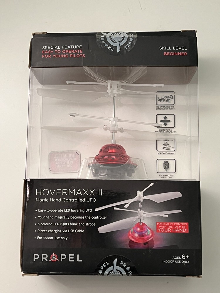 Hovermaxx II Magic Hand Controlled UFO Propel Drone Toy Red - OPEN BOX