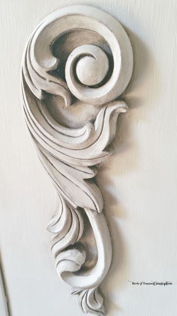 Pair Large Wood Carvings - 12" Scrolls