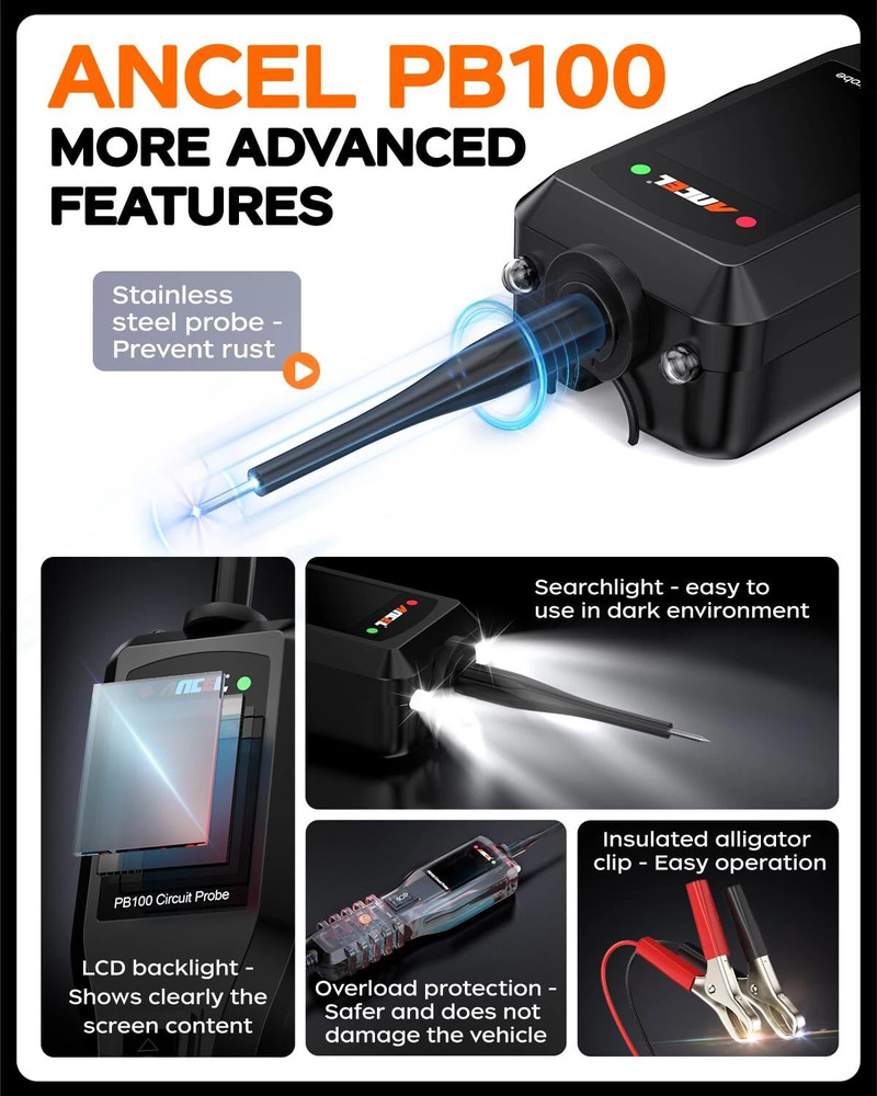 ANCEL PB100 Circuit Probe Electrical Integrated Voltage Power Scanner Tool