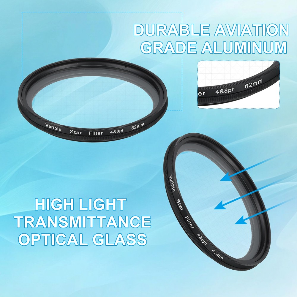 62mm Variable Star Filter 4-8 Points for Night Scenery Glassworks,1Pcs