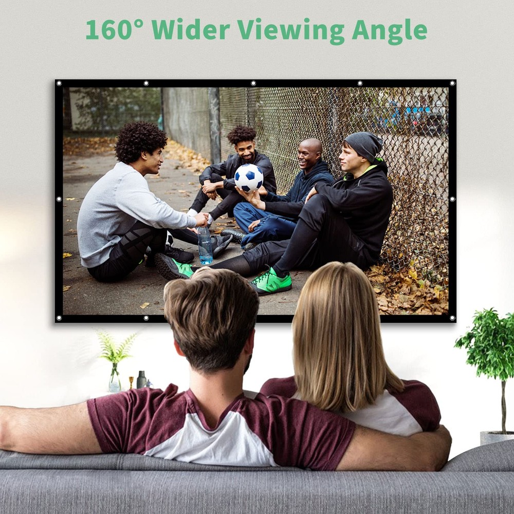 100" Projector Screen - 4K HD Foldable Double Sided for Home & Office