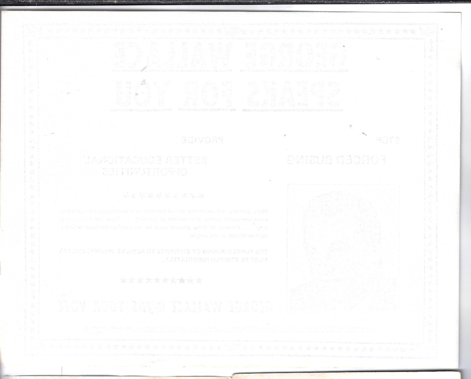 1976 Stop Forced Busing George Wallace Presidential Campaign Frameable Flier