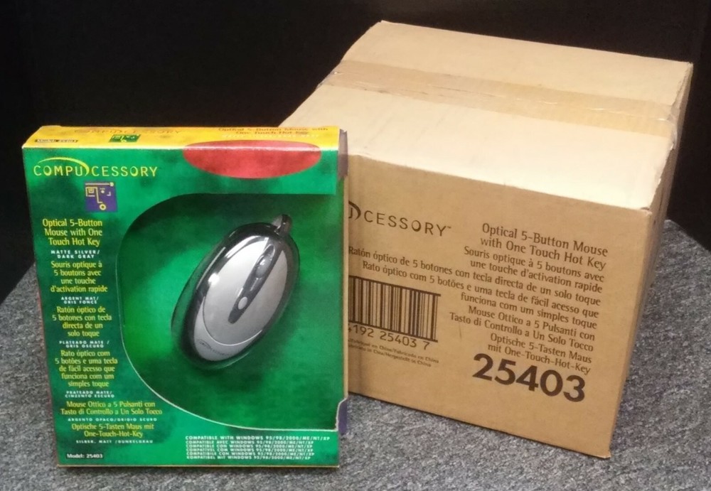 Box of 5 - Optical 5 Button Mouse USB w/ PS/2 CCS25403 (3 Programmable Buttons)