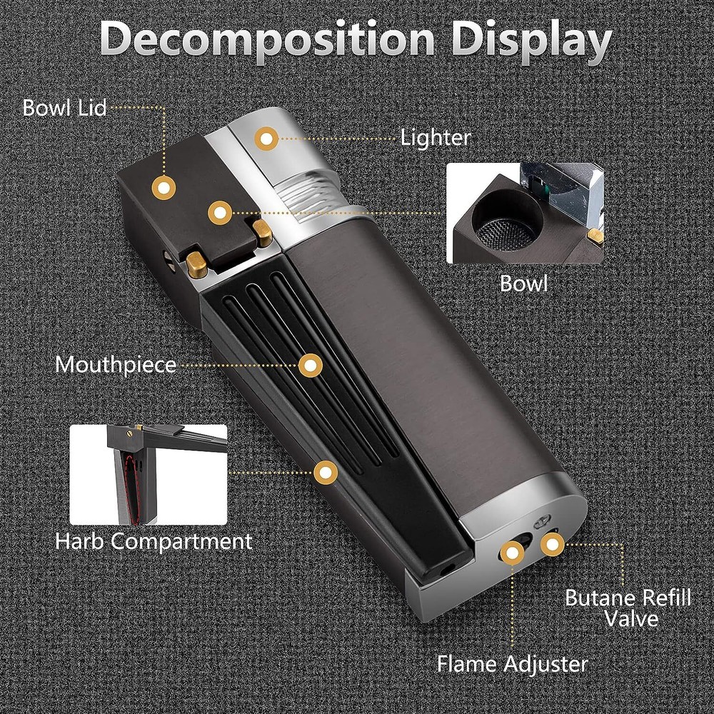 Smoking Pipe Lighter Creative Foldable Metal Lighter Pipe Combination Portable