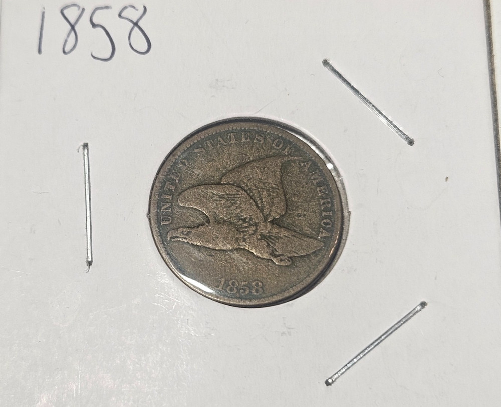 1858 1C Large Letters Flying Eagle Cent