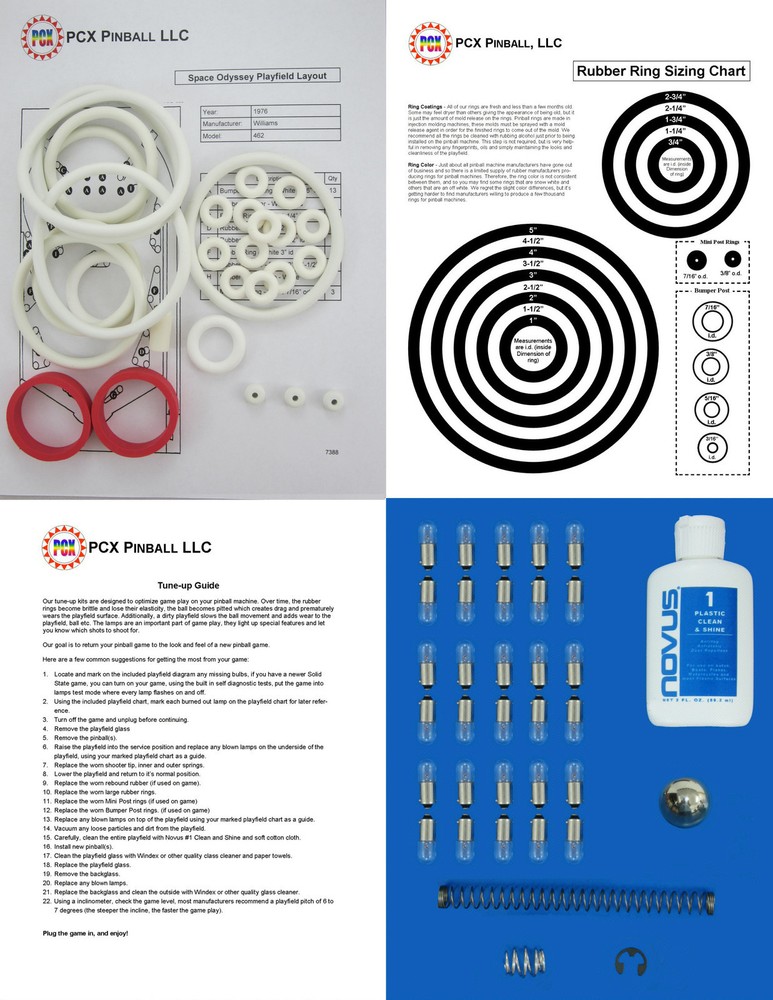 1976 Williams Space Odyssey Pinball Basic Tune-up Kit - Includes Rubber Ring Kit