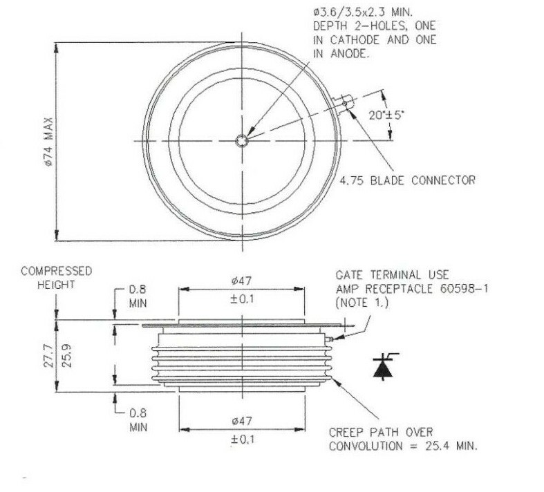N540CH16LOO - WESTCODE- IXYS- LITTELFUSE Thyristor Semiconductor SCR N540SH16LOO