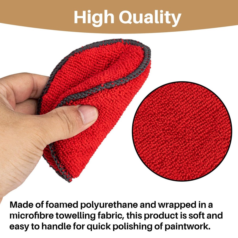 Sukh 12 Pack Microfiber Foam Car Wax Applicator Pad - 12PCS, Red