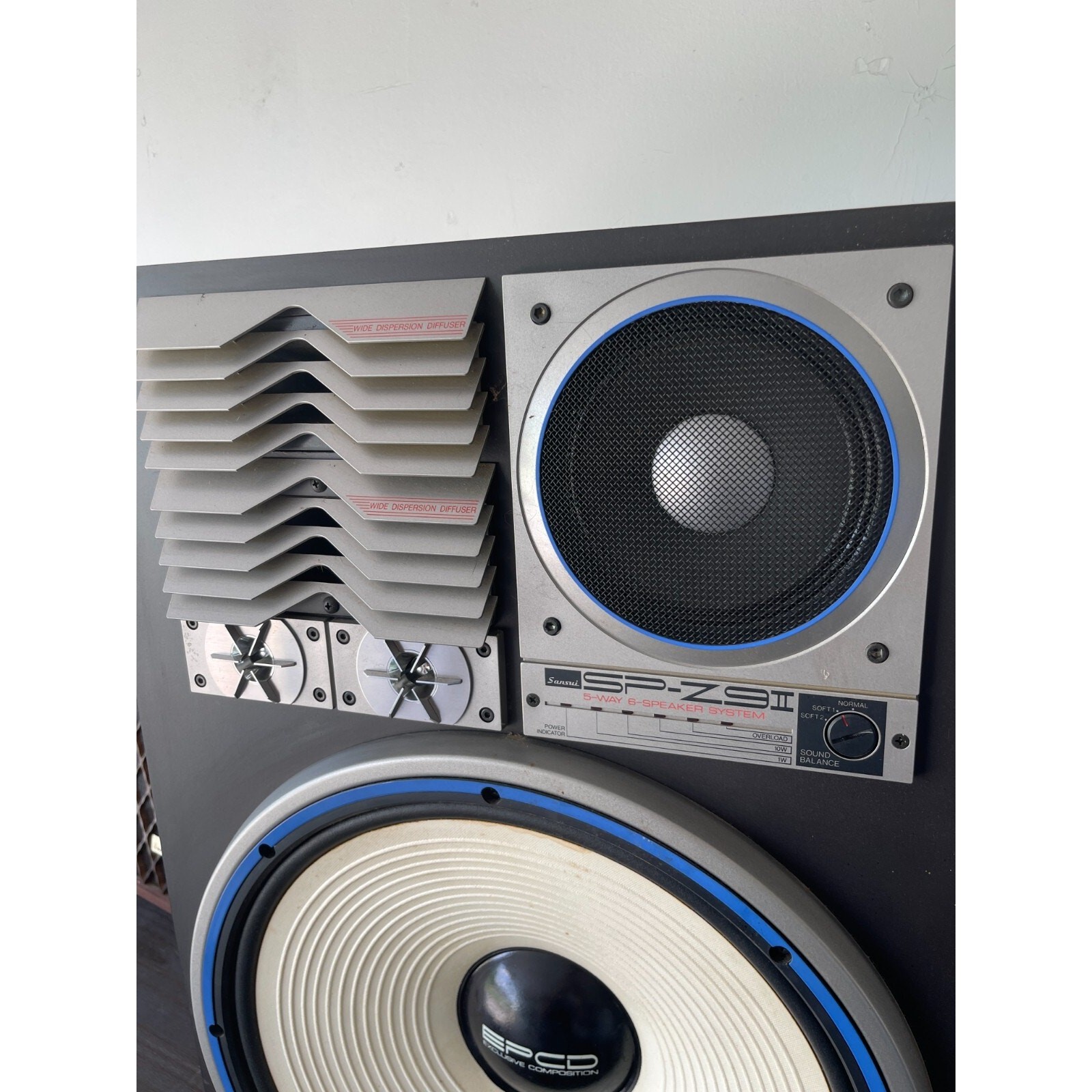 Sansui SP-Z9 II Vintage 5-Way 6-Speaker (Single) Japan 320W Wood Cabinet