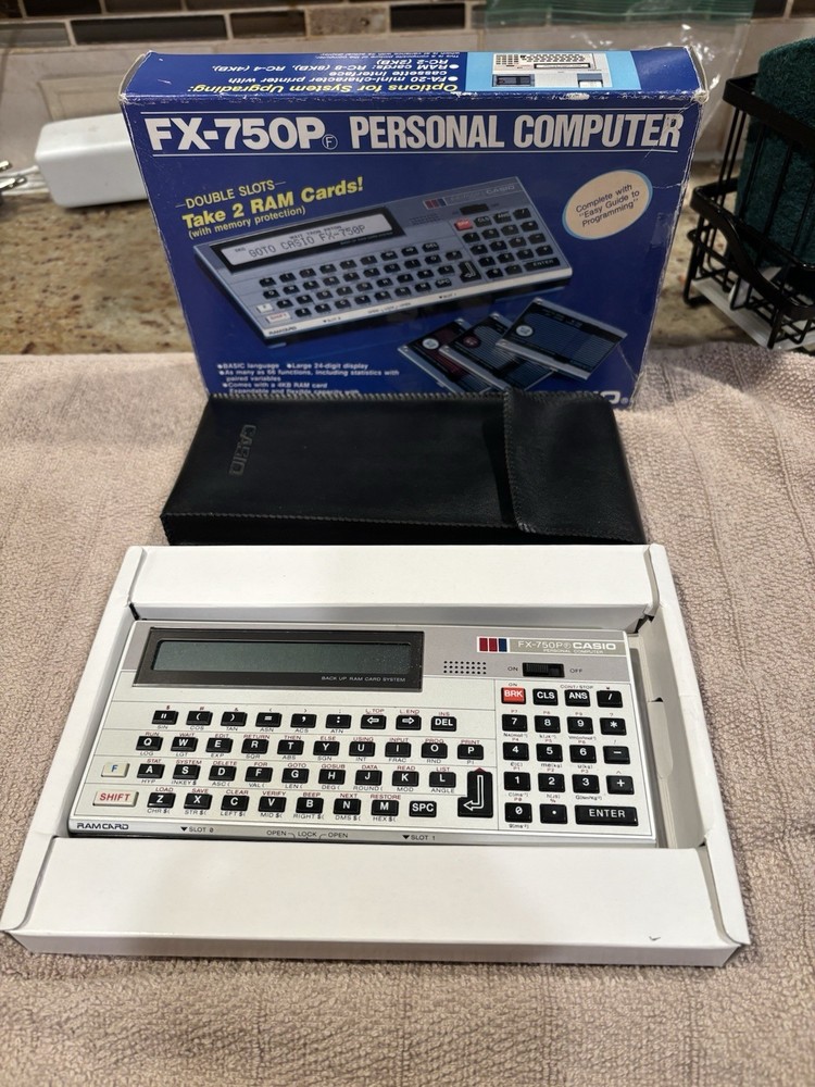 Casio FX-750P Programmable Computer w/ 2 RAM Cards Tested + Box
