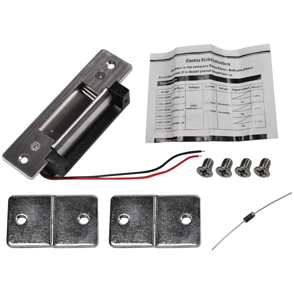 For 12VDC Fail-Secure/Fail-Safe Adjustable Electric Door Strike Lock - Black