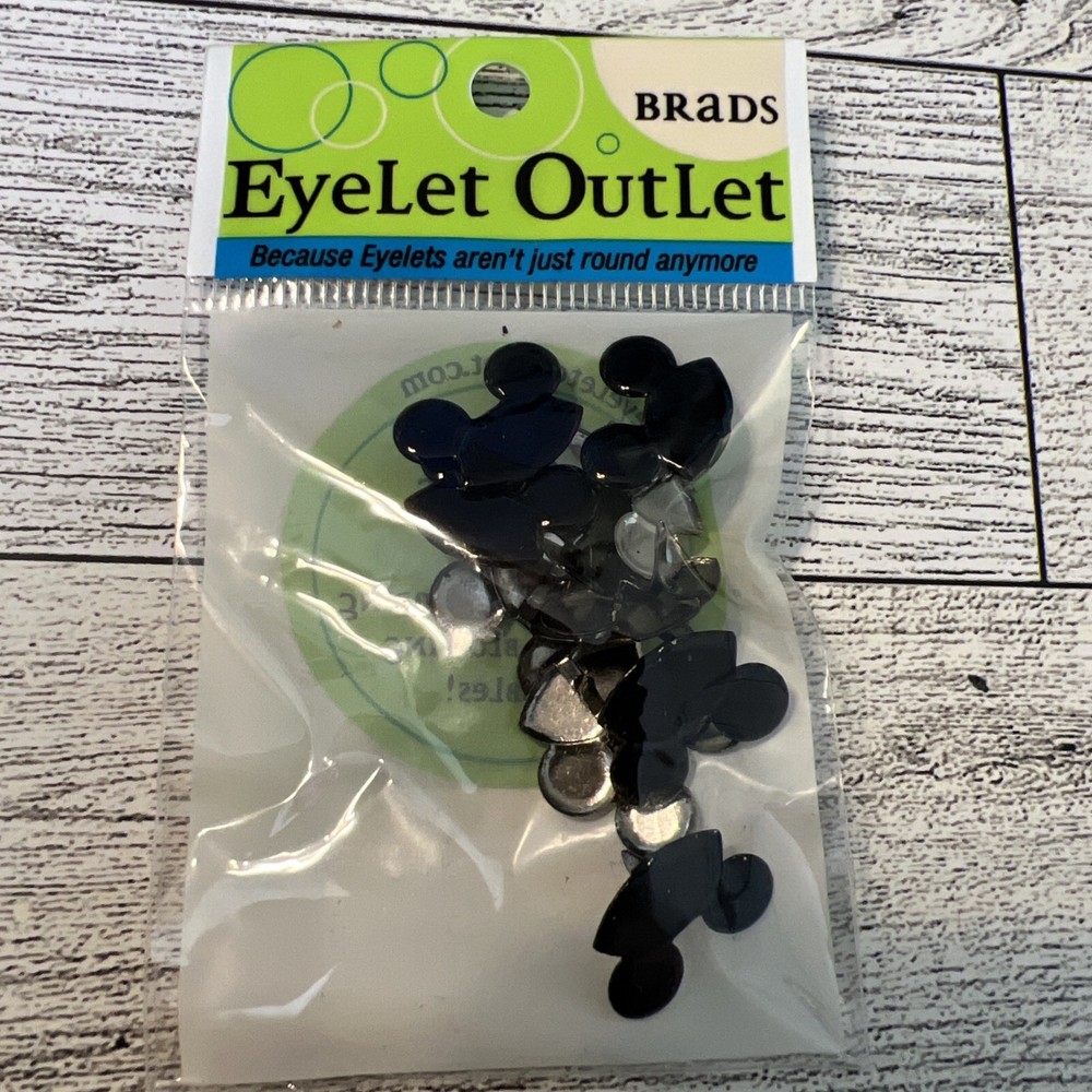 EyeLet OutLet Shape Brads 12/Pkg Black Hat mouse
