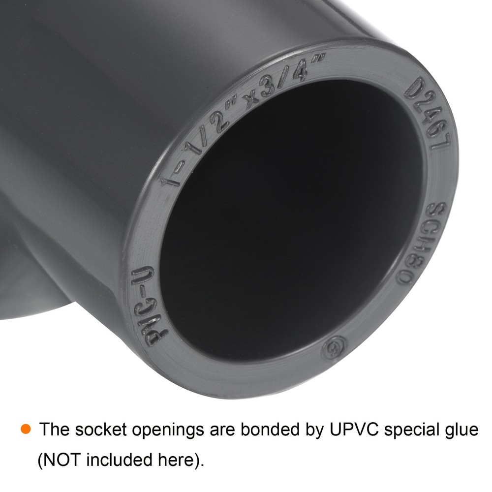 UPVC Fitting Pipe Reducer 1-1/2" x 3/4" 2pcs Straight Coupling