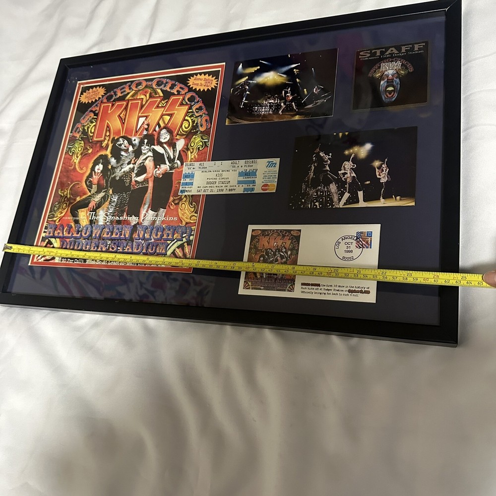 KISS Vintage Collage with Ticket Halloween Circus Dodgers Stadium 1998Certified