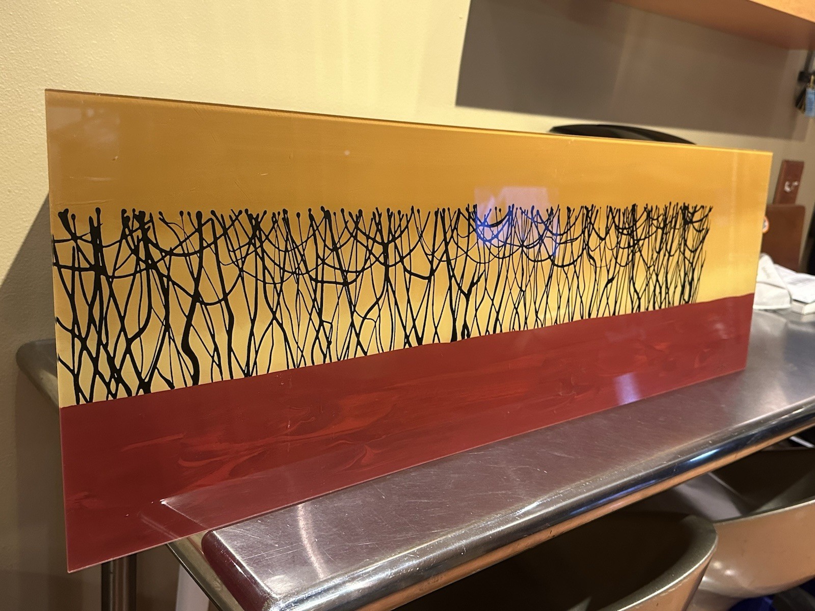 Daniel Lager Reverse Painted Acrylic on Acrylic Glass 24" x 12" Hand Signed