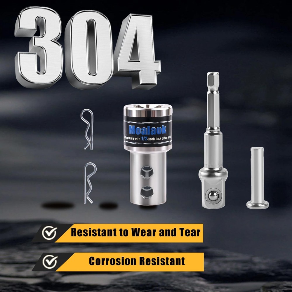 Trailer Jack Crank Handle Power Drill Adapter with 1/2" Socket Adapter Bit, U...