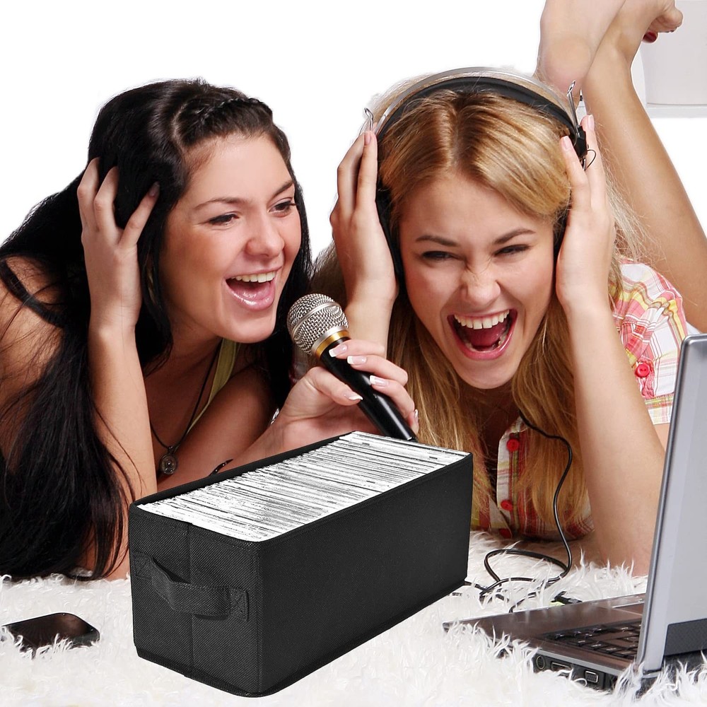 CD Storage Boxes 2-Pack Holds 30 CDs, 60 Slim Cases, 165 Discs Black