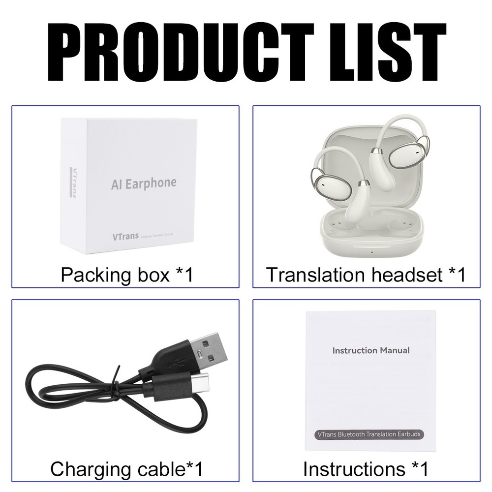 148 Language Translator Earbuds Wireless Bluetooth 5.4 Two Way Translator Device