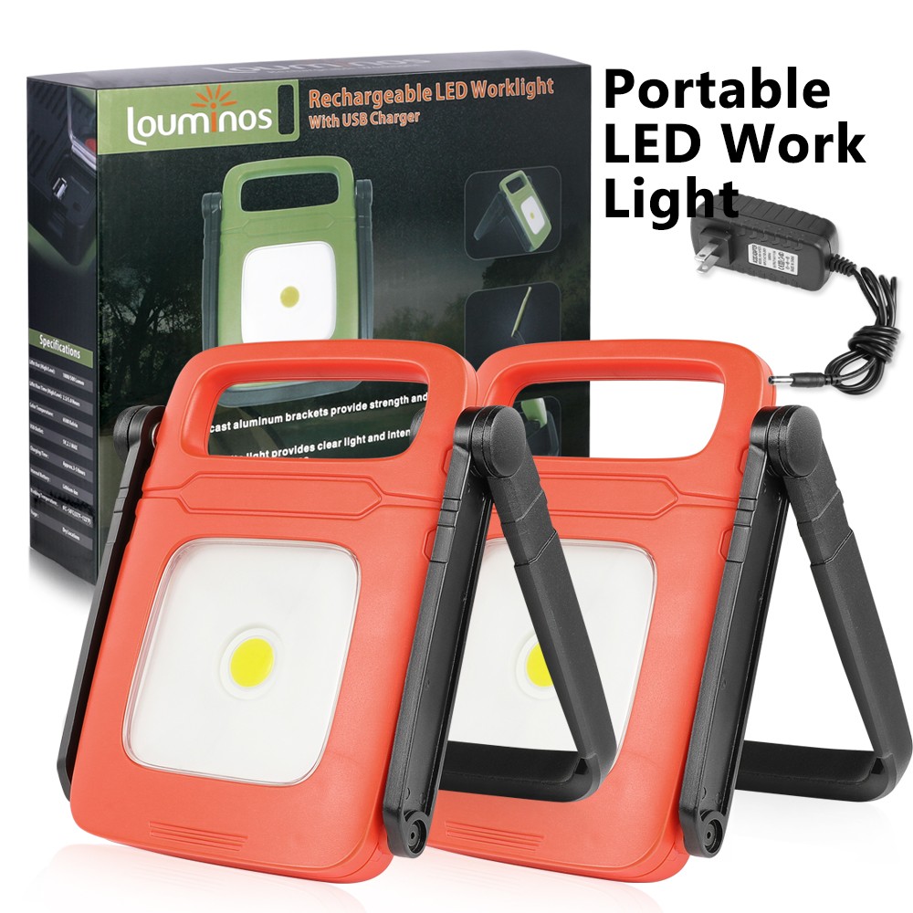 2x USB Rechargeable COB LED Work Light w/3 Modes Camping Emergency Floodlight