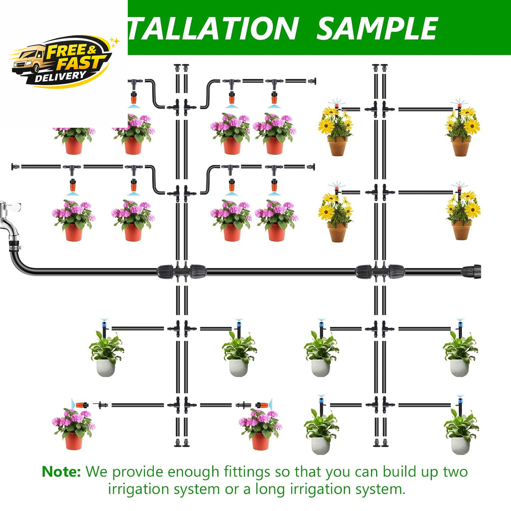256FT Automatic Drip Irrigation System Kit,Automatic Garden Watering Misting Sys