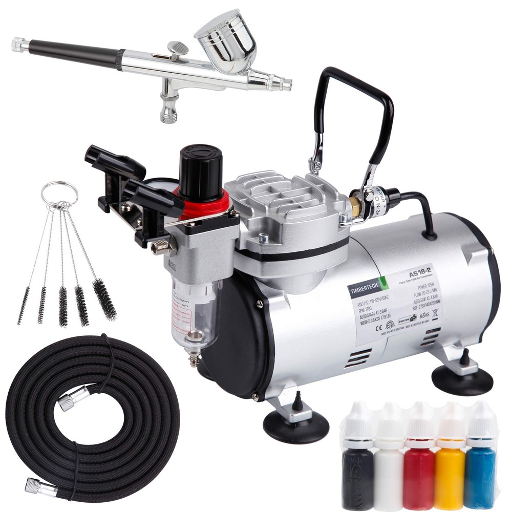 Airbrush Kit With Compressor AS18-2K Basic Start Kit With Air Hose, Cleaning ...