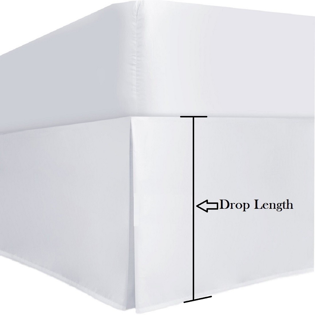 3 Sided Wrap Around Tailored Bed Skirt, 600 TC Solid Cotton || Drop 5" - 8" in.