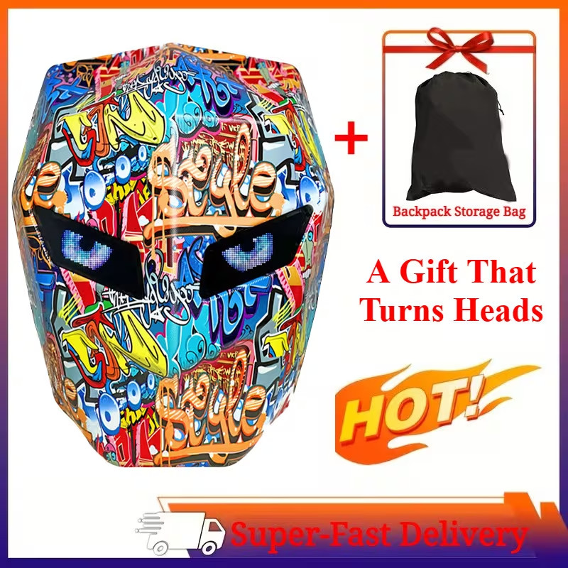 Graffiti Night Shadow Motorcycle LED Knight Backpack Laptop Bag Programming