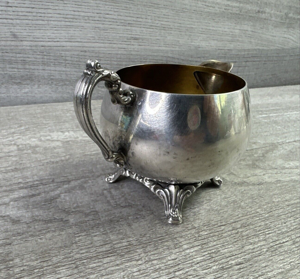 Vintage Oneida Footed Ornate Creamer Pitcher Silverplate