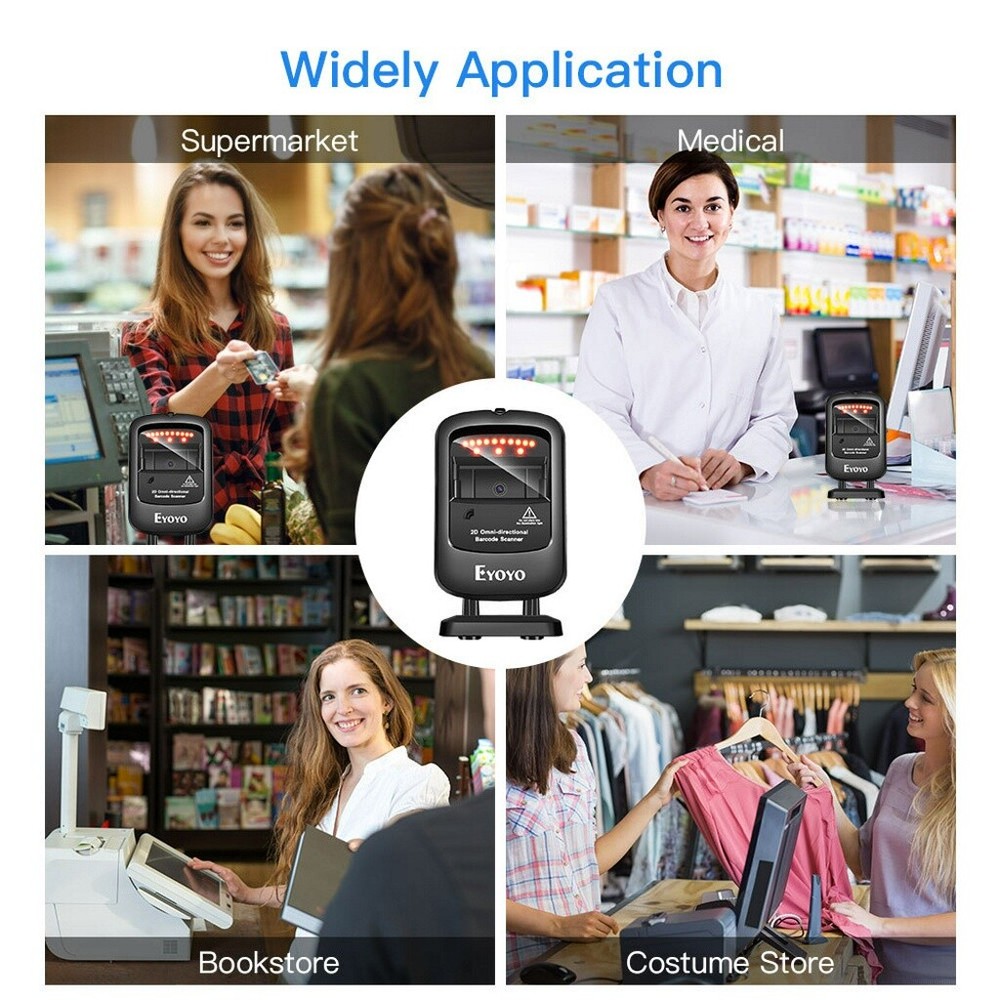 Eyoyo 1D 2D Desktop Barcode Scanner Automatic Image Sensing for Library Store