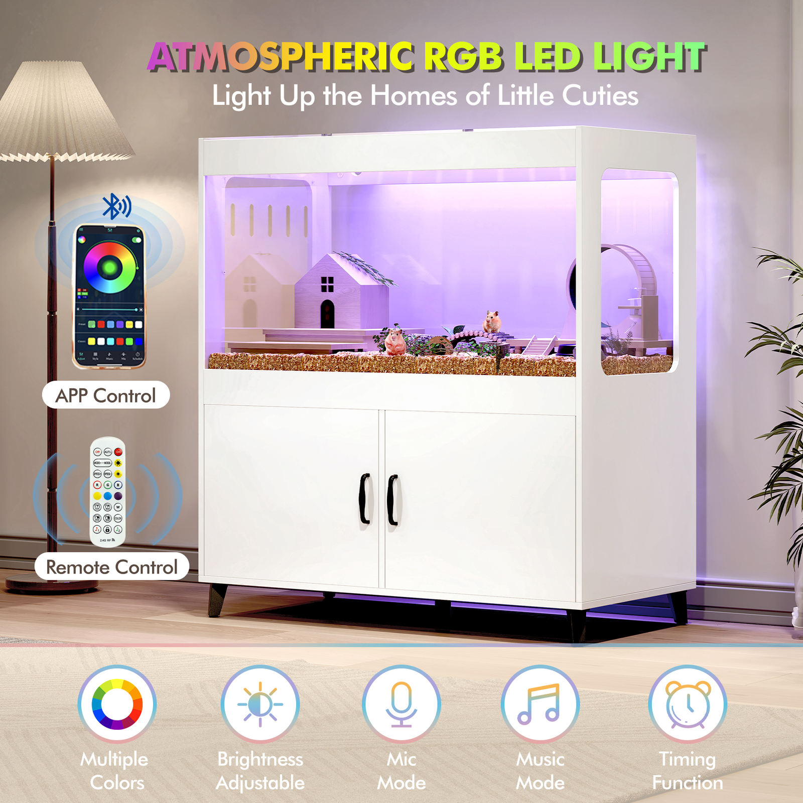 Wood Hamster Small Animal Cage with Storage Cabinet for Chinchilla Guinea Pig