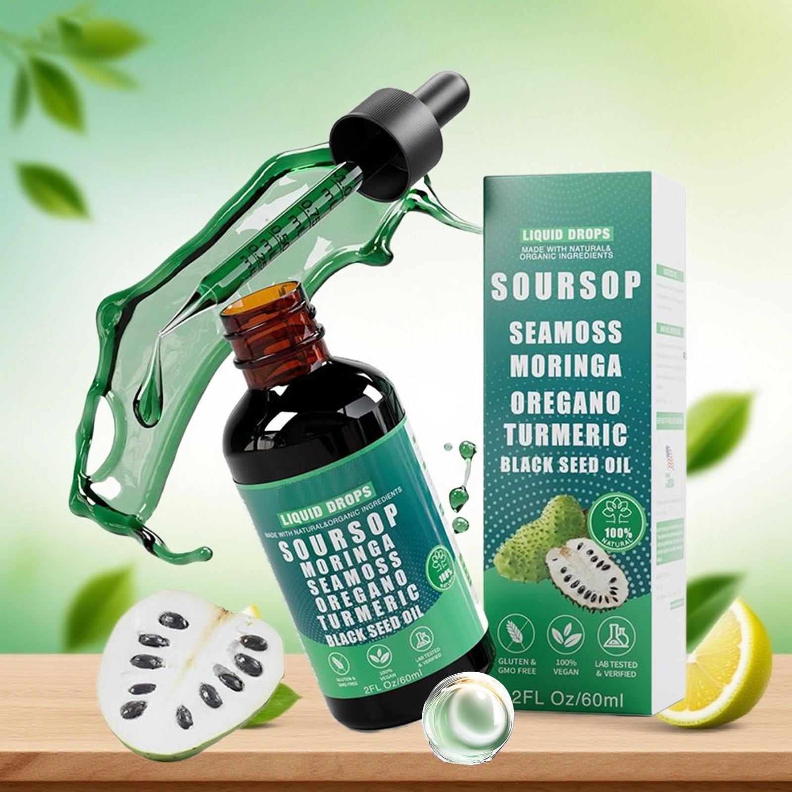 2PCS Vyxion Soursop Bitters Liquid Drops - Immunity, Liver, Gut & Antioxidant