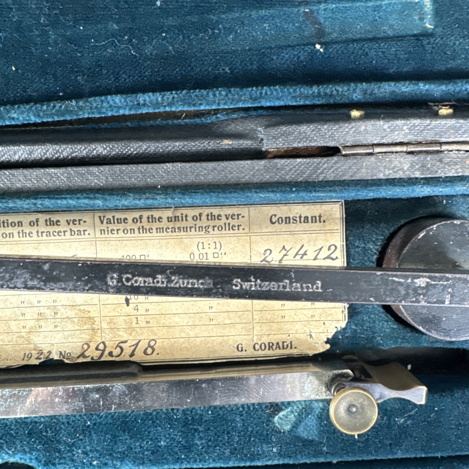 1922 G. Coradi Zurich Switzerland Compensating Polar Planimeter Dietzgen # 29518