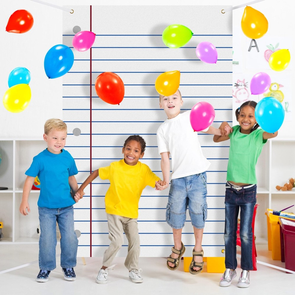 5.9x3.9 Ft School Notebook Paper Backdrop Welcome First Day Classroom Decor
