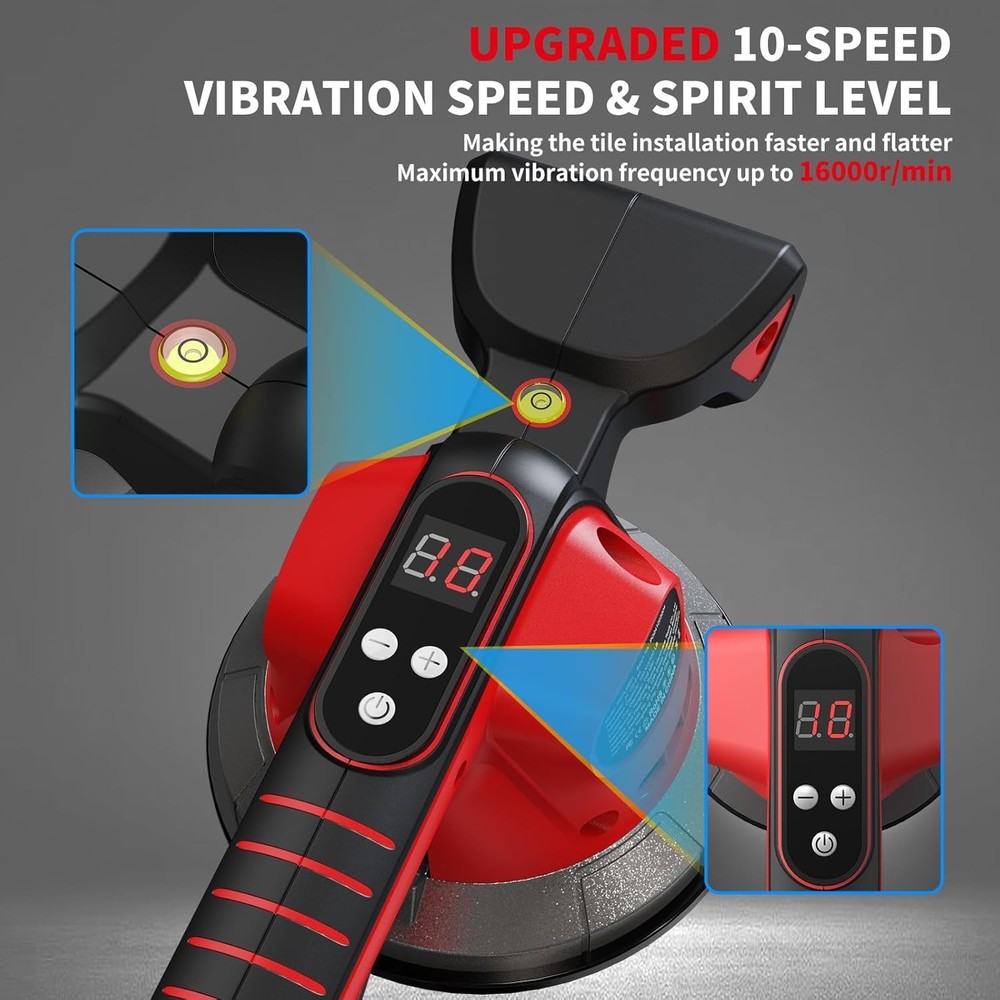 Tile Vibration Tool Cordless - 10 Adjustable Speed Tile Suction Cup Vibrating To