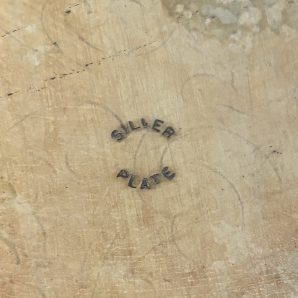 Vintage Silver Plate Serving Tray Floral Pattern 15”